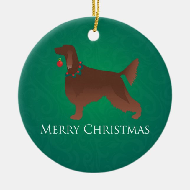 Irish Setter Dog Frohe Weihnachtsgestaltung Keramikornament (Vorne)