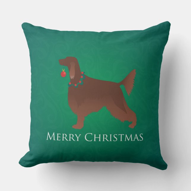 Irish Setter Dog Frohe Weihnachtsgestaltung Kissen (Vorderseite)