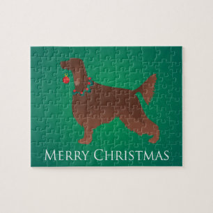 Irish Setter Dog Frohe Weihnachtsgestaltung Puzzle