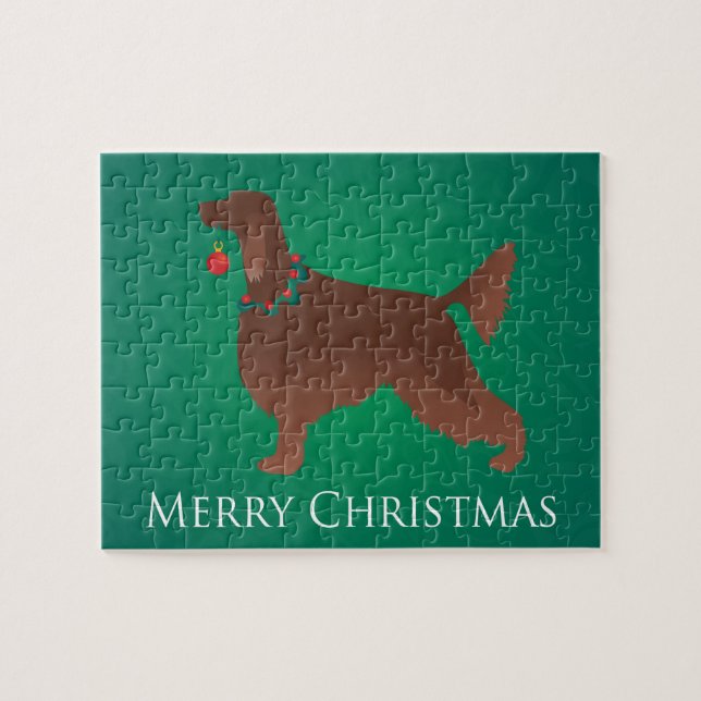 Irish Setter Dog Frohe Weihnachtsgestaltung Puzzle (Horizontal)