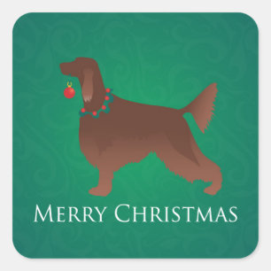 Irish Setter Dog Frohe Weihnachtsgestaltung Quadratischer Aufkleber