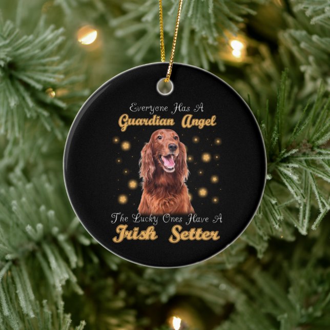 Irish Setter Dog Guardian Angle Pet Gedenkstätte Keramik Ornament (Baum)