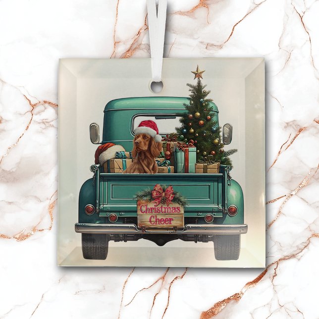 Irish Setter Dog Retro Truck Weihnachten Ornament Aus Glas (Von Creator hochgeladen)