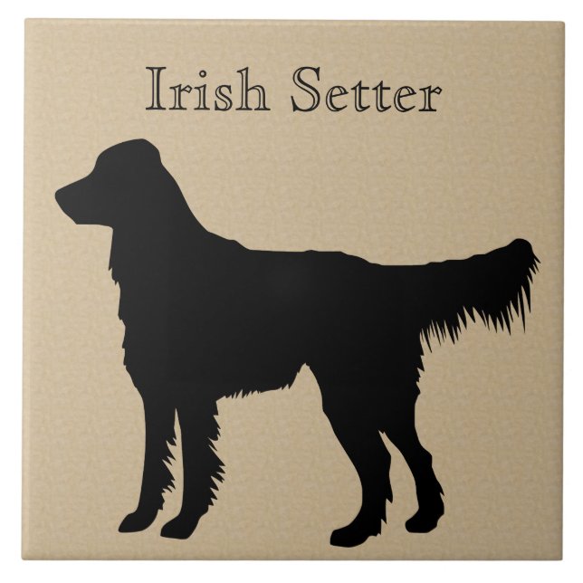 Irish Setter Dog Silhouette Fliese (Vorderseite)