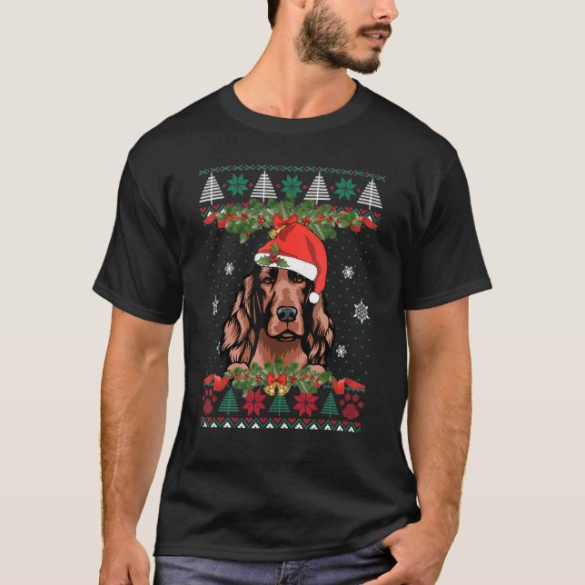 Irish Setter Dog Xmas Weihnachtsfest Weihnachten W T-Shirt (Vorderseite)