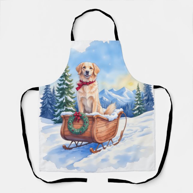 Irish Setter Enjoying Christmas Sleigh Ride Winter Schürze (Vorderseite)