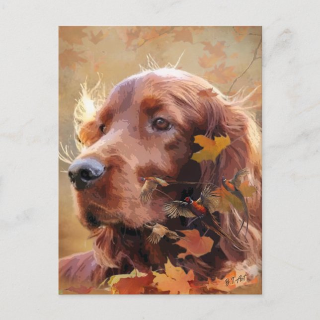Irish Setter Feiertagspostkarte (Vorderseite)