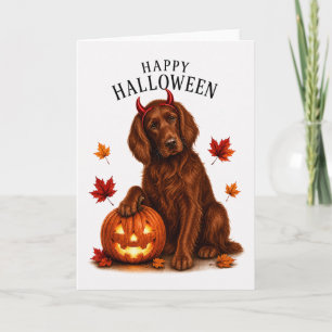 Irish Setter Halloween Teufelshund Karte