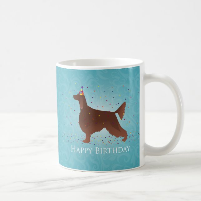 Irish Setter Happy Birthday Design Kaffeetasse (Rechts)