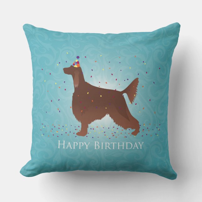Irish Setter Happy Birthday Design Kissen (Vorderseite)