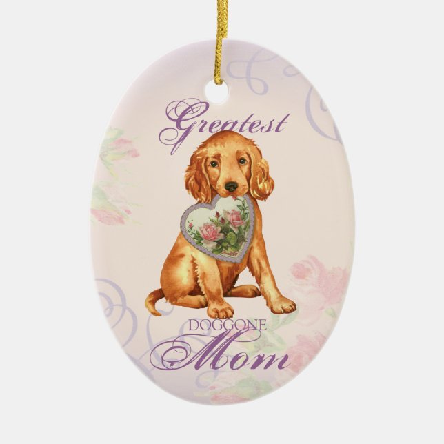 Irish Setter Heart Mama Keramik Ornament (Vorne)