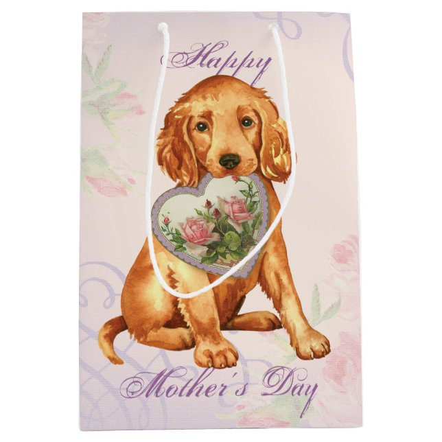 Irish Setter Heart Mama Mittlere Geschenktüte (Vorderseite)
