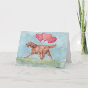 Irish Setter Hearts Dog Art Grußkarte Karte