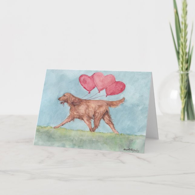 Irish Setter Hearts Dog Art Grußkarte Karte (Vorderseite)