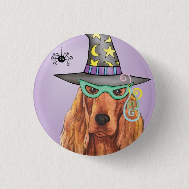 Irish Setter Hexe Button (Vorderseite)