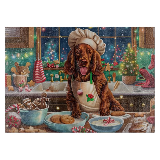 Irish Setter Holiday Baking: Festliche Weihnachten Schneidebrett (Vorderseite)