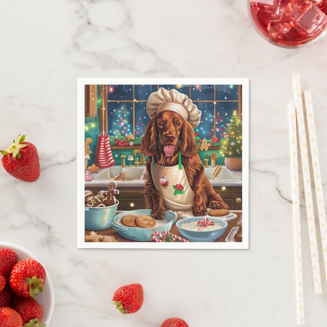 Irish Setter Holiday Baking: Festliche Weihnachten Serviette (Beispiel)
