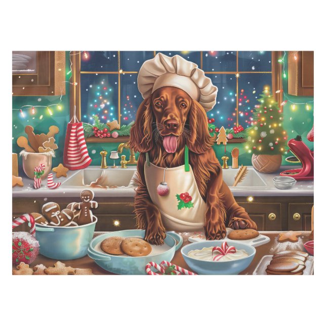 Irish Setter Holiday Baking: Festliche Weihnachten Tischdecke (Vorderseite (Horizontal))
