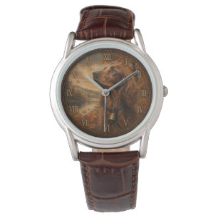 Irish Setter im Herbst – Rustikale Jagdhund-Kunst Armbanduhr