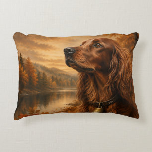 Irish Setter im Herbst – Rustikale Jagdhund-Kunst Dekokissen