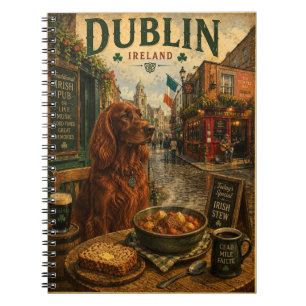 Irish Setter in Dublin Vintage Reise Kunst Notizblock