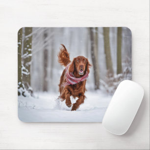 Irish Setter in Snow Mousepad