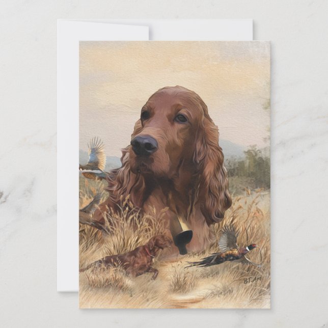Irish Setter Jagd Fasant, Art Einladung (Vorderseite)