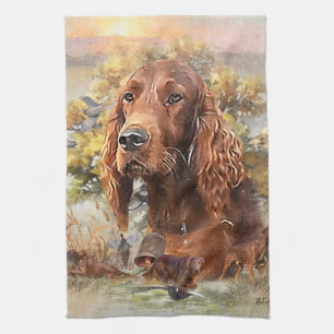 Irish Setter Jagd Fasant, Art Geschirrtuch