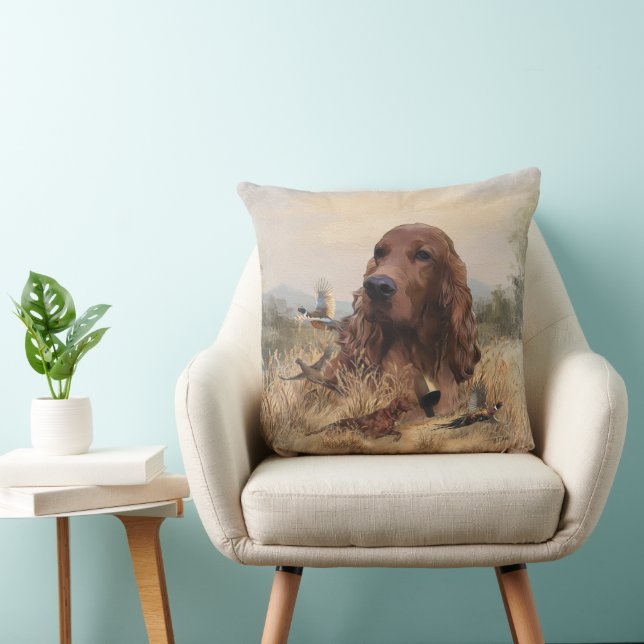 Irish Setter Jagd Fasant, Art Kissen (Stuhl )