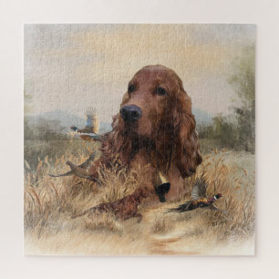 Irish Setter Jagd Fasant, Art Puzzle