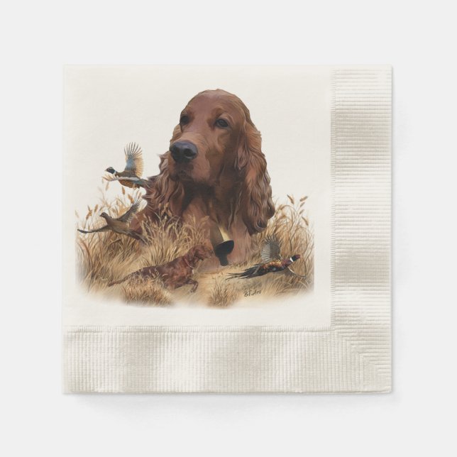 Irish Setter Jagd Fasant, Art Serviette (Vorderseite)