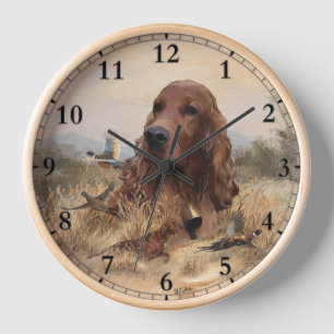 Irish Setter Jagd Fasant, Art Uhr