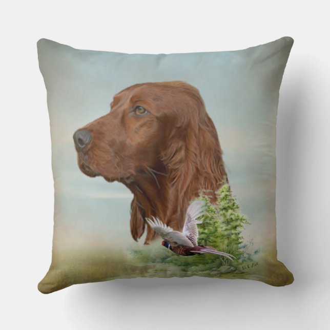 Irish Setter Jagd Throw Kissen (Rückseite)