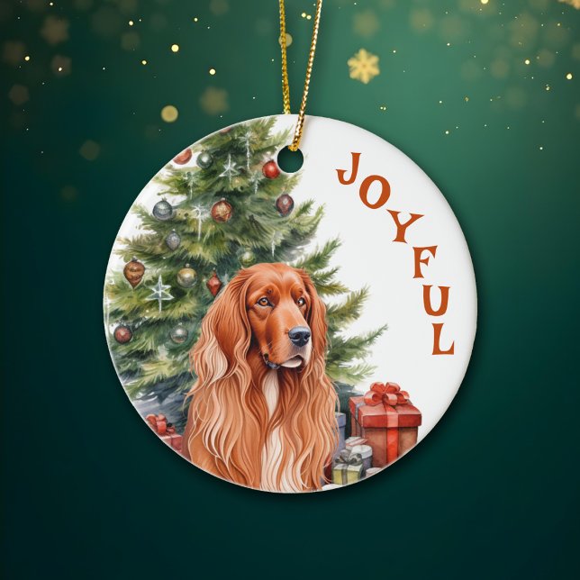 Irish Setter Joyful Christmas Keramik Ornament (Von Creator hochgeladen)