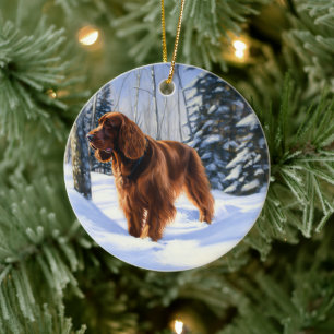 Irish Setter Lass es schneien Weihnachten Keramik Ornament