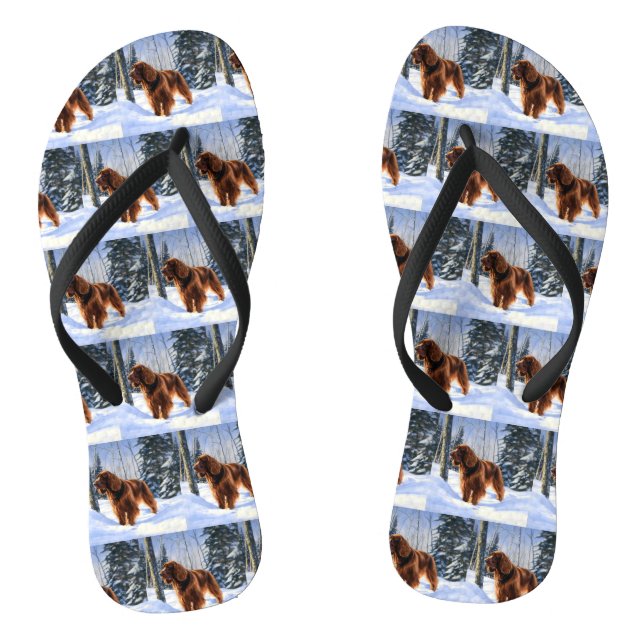 Irish Setter Let It Snow Weihnachten Flip Flops (Fußbett)
