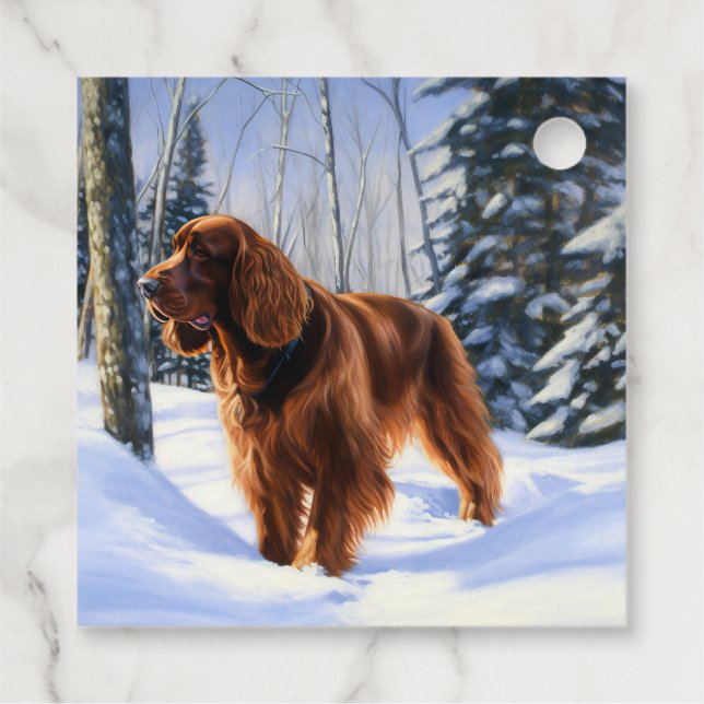 Irish Setter Let It Snow Weihnachten Geschenkanhänger (Rückseite)