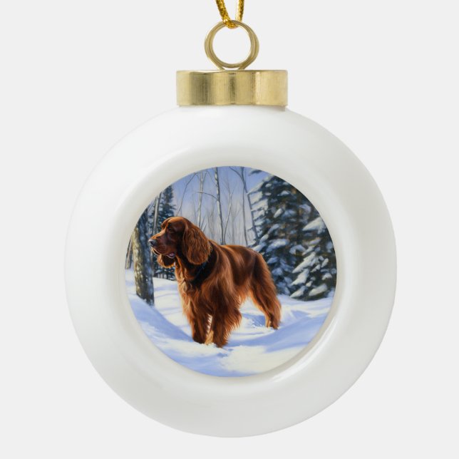 Irish Setter Let It Snow Weihnachten Keramik Kugel-Ornament (Vorderseite)