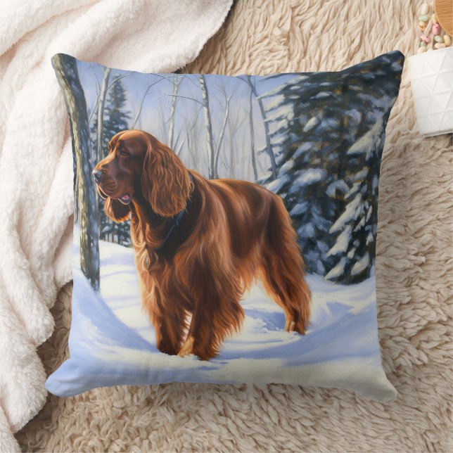Irish Setter Let It Snow Weihnachten Kissen (Decke)