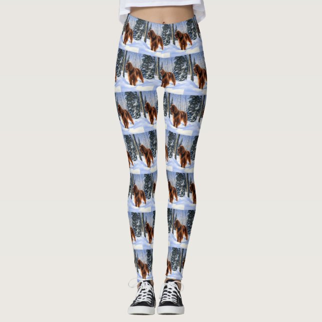 Irish Setter Let It Snow Weihnachten Leggings (Vorderseite)