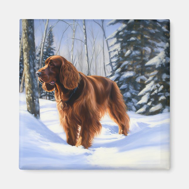 Irish Setter Let It Snow Weihnachten Magnet (Vorne)