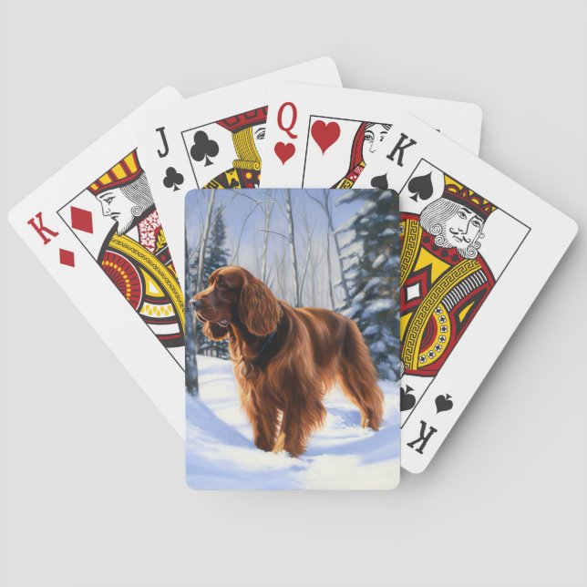 Irish Setter Let It Snow Weihnachten Spielkarten (Rückseite)