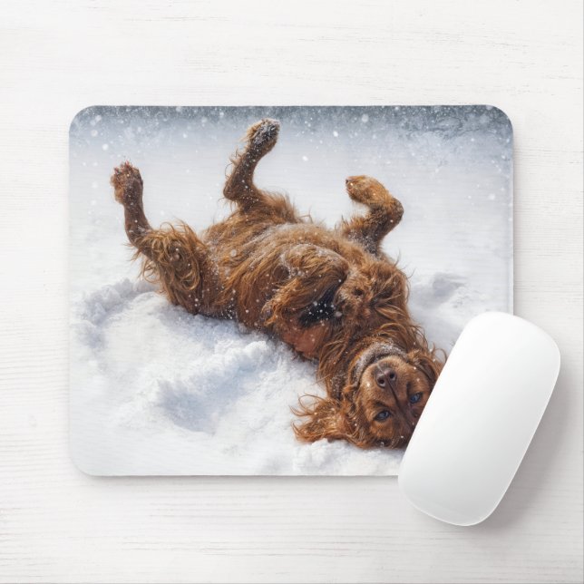 Irish Setter macht einen Schneengel Mousepad (Mit Mouse)