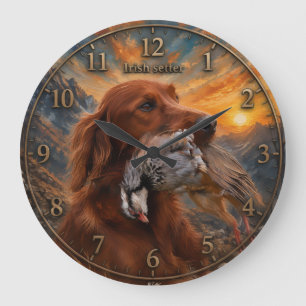 Irish Setter mit Chukar Rebhuhn ,Art Große Wanduhr