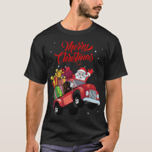 Irish Setter mit dem Weihnachtsmann in Red Truck D T-Shirt