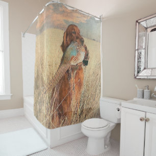 Irish Setter mit Fasan Duschvorhang
