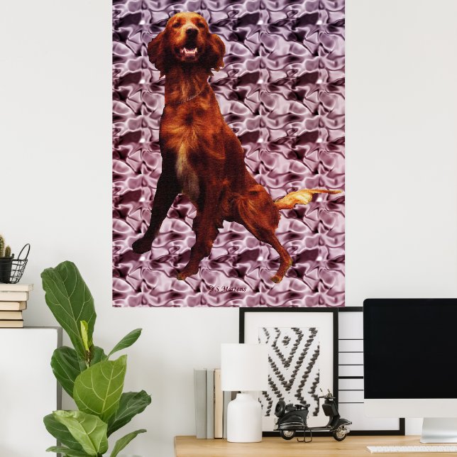 Irish Setter mit Lavendel Blume Pattern Poster (Heimbüro)