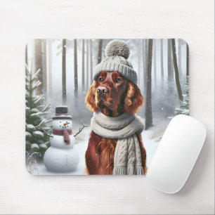 Irish Setter mit Snowman Mousepad
