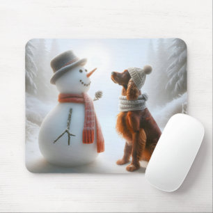 Irish Setter mit Snowman Mousepad