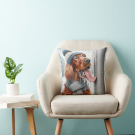 Irish Setter mit Zunge auf gefrorenem Pole Kissen